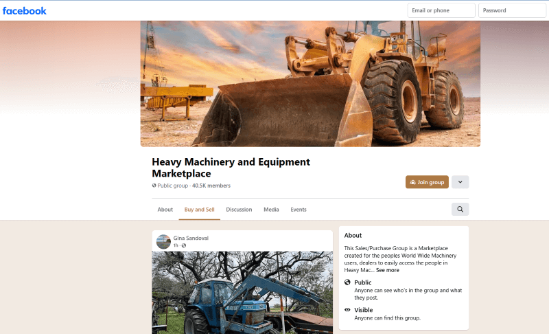 Facebook heavy equipment group