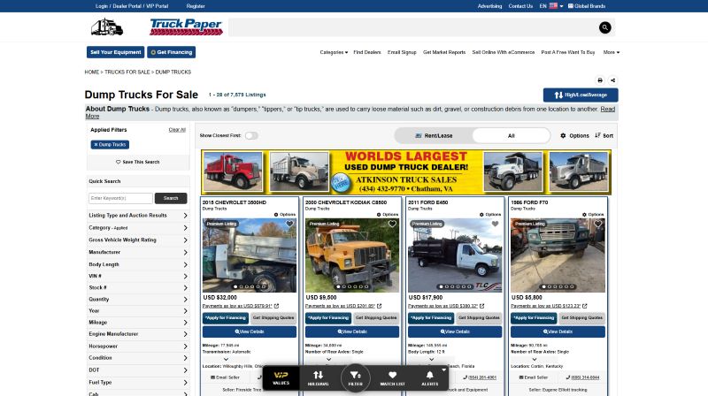 Truck Paper Dump Truck Inventory