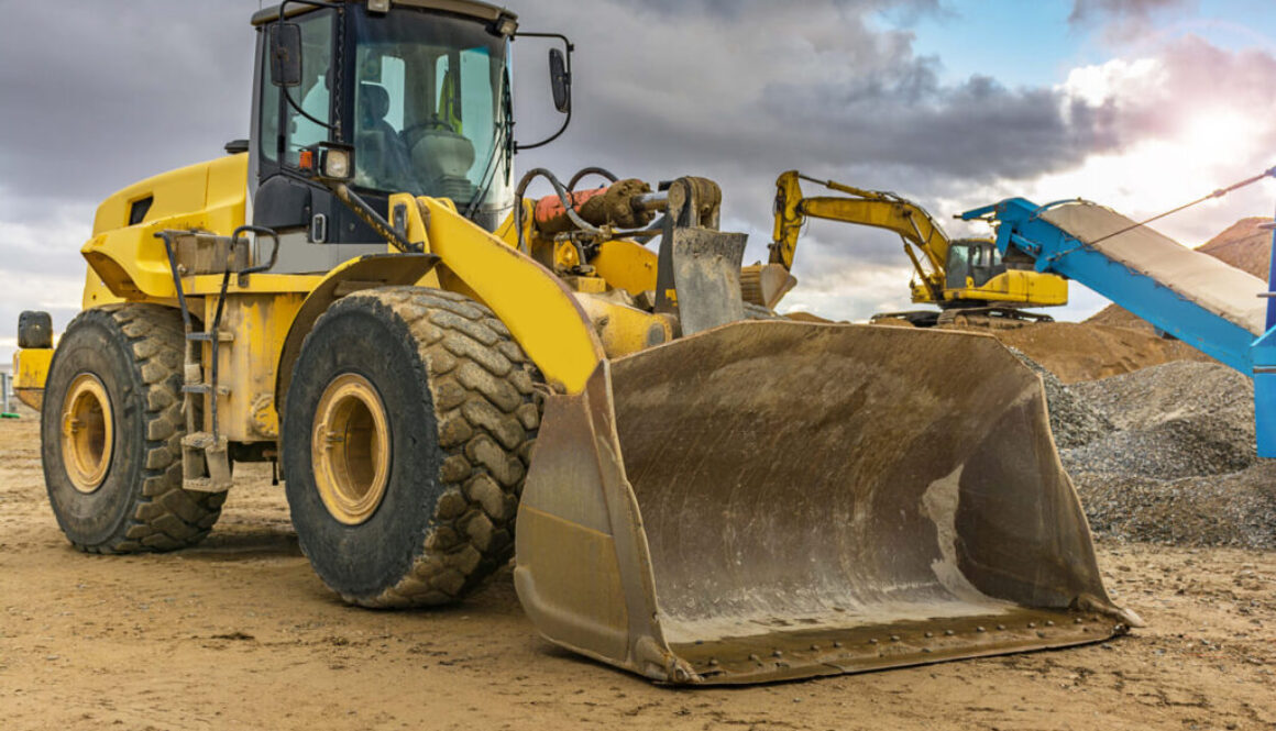 Yellow construction vehicle on site