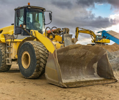 Yellow construction vehicle on site