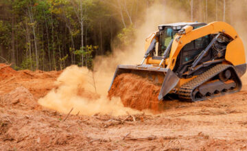 Skid Steer Attachments Bucket in Red Dirt